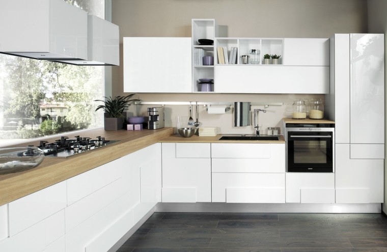 encimeras de madera en la cocina moderna cocina moderna suelo madera muebles blancos ideas