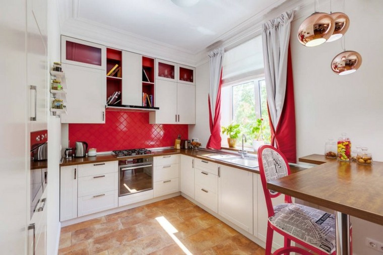 losas rojas en la cocina moderna cocina moderna toques rojo ideas