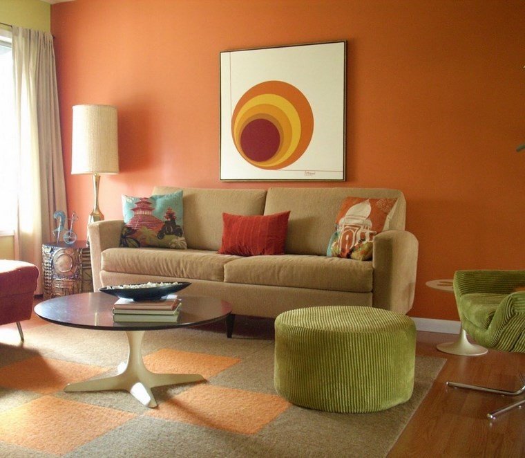 colores pintura salon color naranja sofa beige ideas