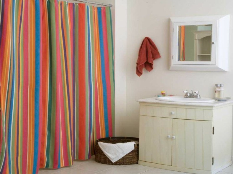 cortinas baño bandas colores verticales