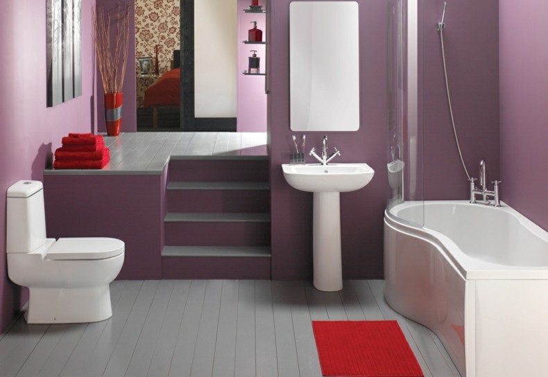 cuarto baño color violeta moderno