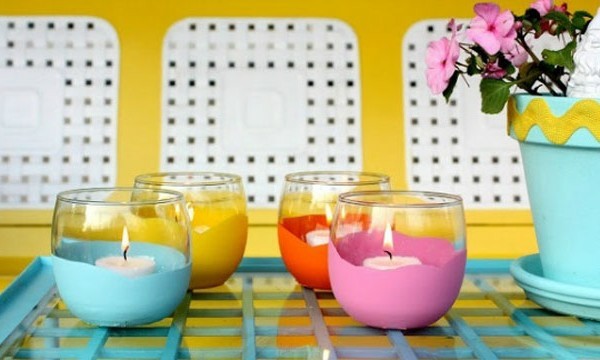 vasos pintados colores velas