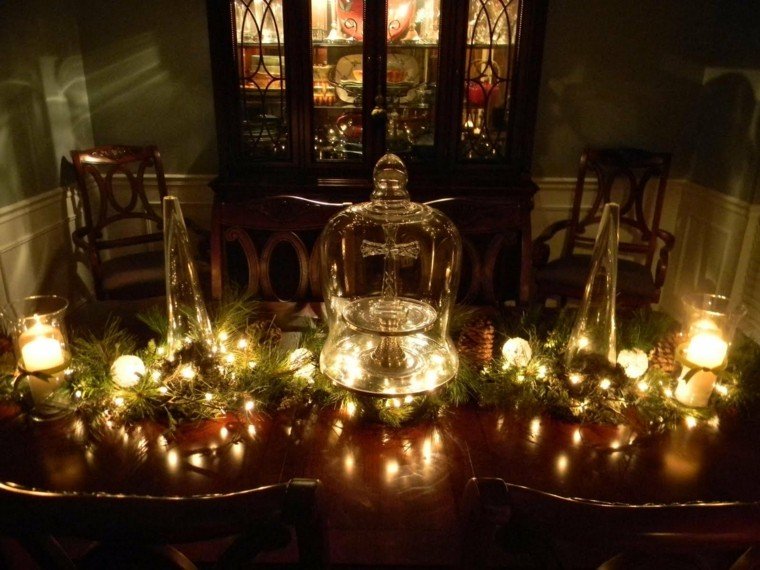 deco mesa luces navidad velas