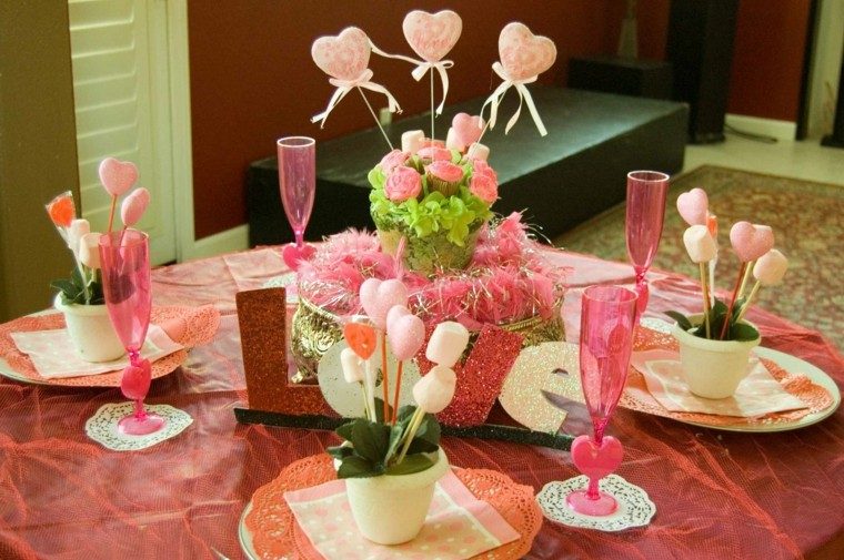 decorar mesa color rosa