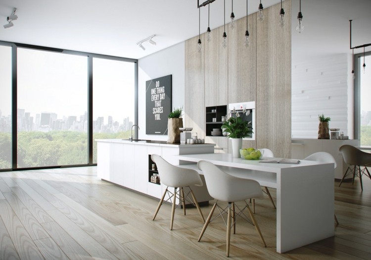 decoracion cocinas diseños grises madera