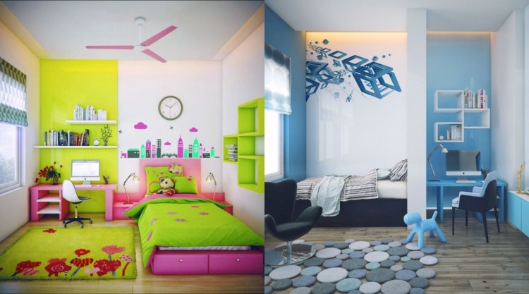 variantes de diseño decoracion dormitorios infantiles denderos verde