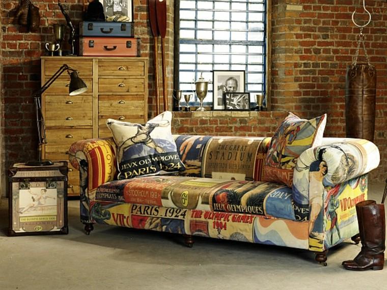 decoración vintage sofa colores vibrantes ideas