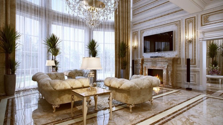 decorar un salon casa lujo marmol plantas