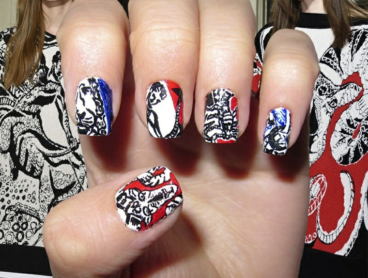 uñas preciosas inspiradas por el diseño de Emilio Pucci diseño de uñas inspiradas pasarela emilio pucci ideas