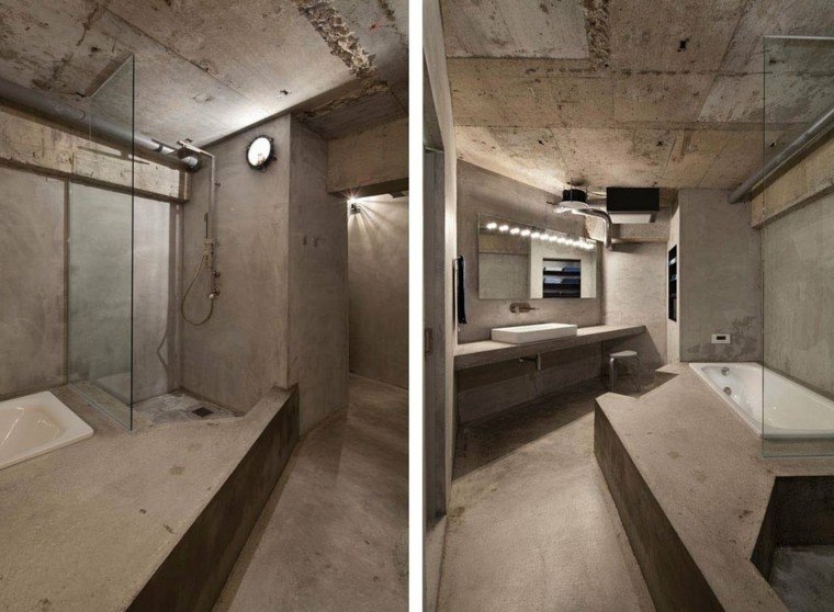 diseño baño cemento estilo lujoso