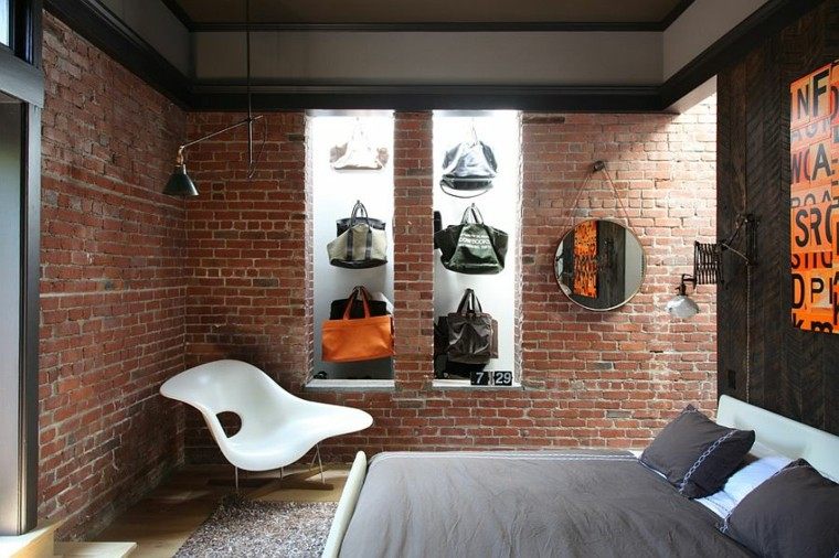 dormitorios opciones pared ladrillo coleccion bolsos ideas