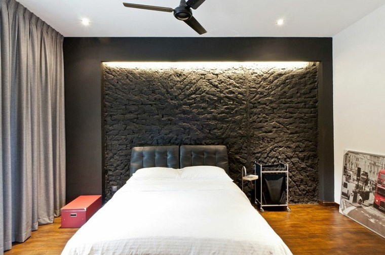 dormitorios opciones pared ladrillo color negro ideas