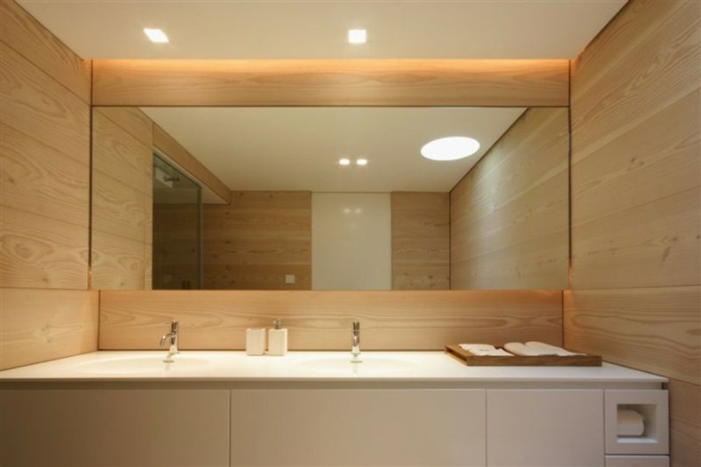espejo baño estilo moderno madera