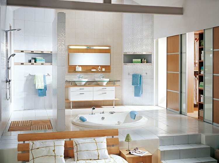 estanterias para baños maderas blanco escalones