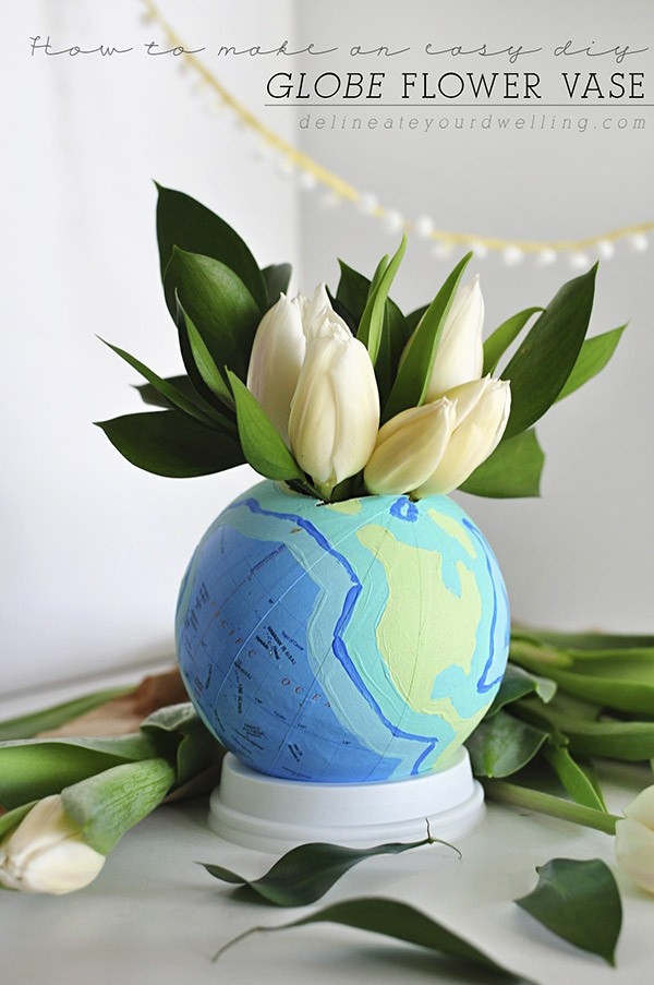 globo mundo macetero planta flores