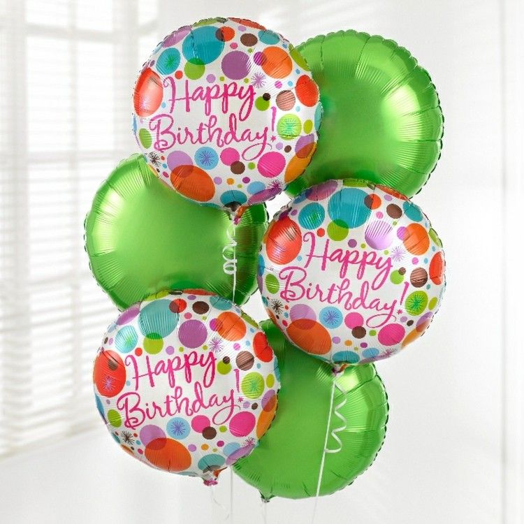 globos de cumpleaños verde rosa letras