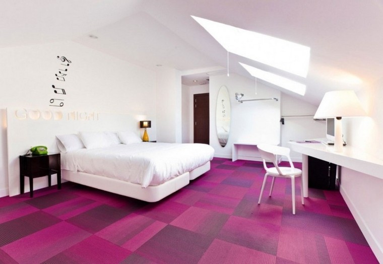 decoracion dormitorio alfombra rosa moderno