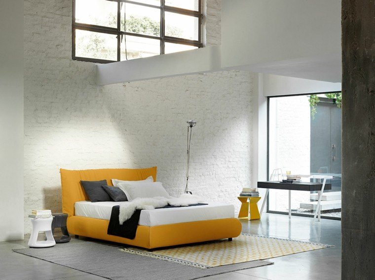 ideas decoracion dormitorio cama amarilla moderno