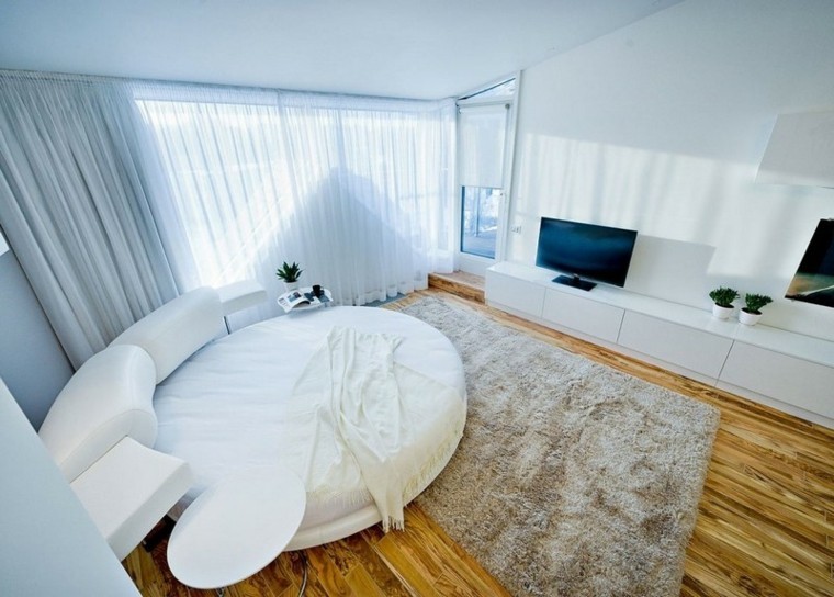 decoracion dormitorio cama redonda cortinas ideas