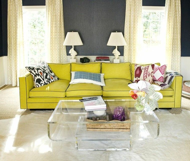ideas decoracion salon sofa amarillo ideas