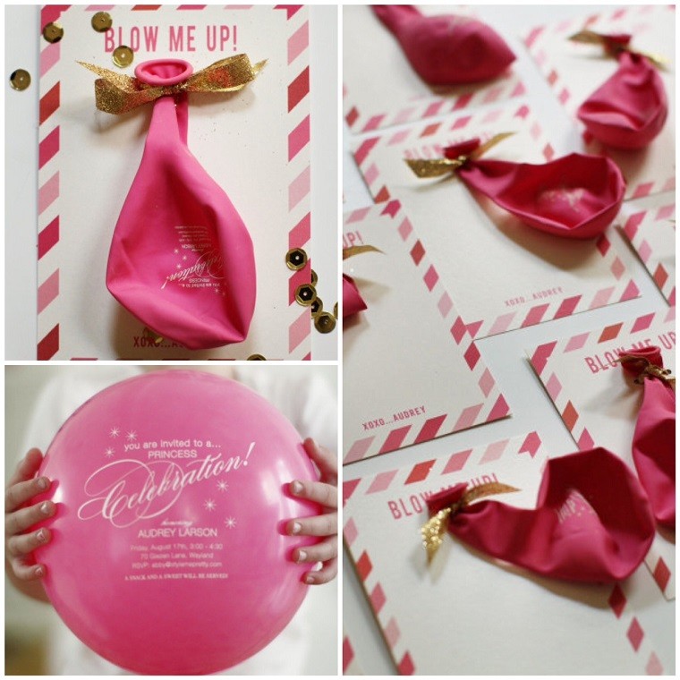 invitación muy original con globo rosa invitaciones de cumpleaños globos rosa ideas