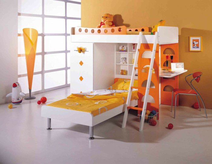 literas habitacion infantil naranja pinguino cristales