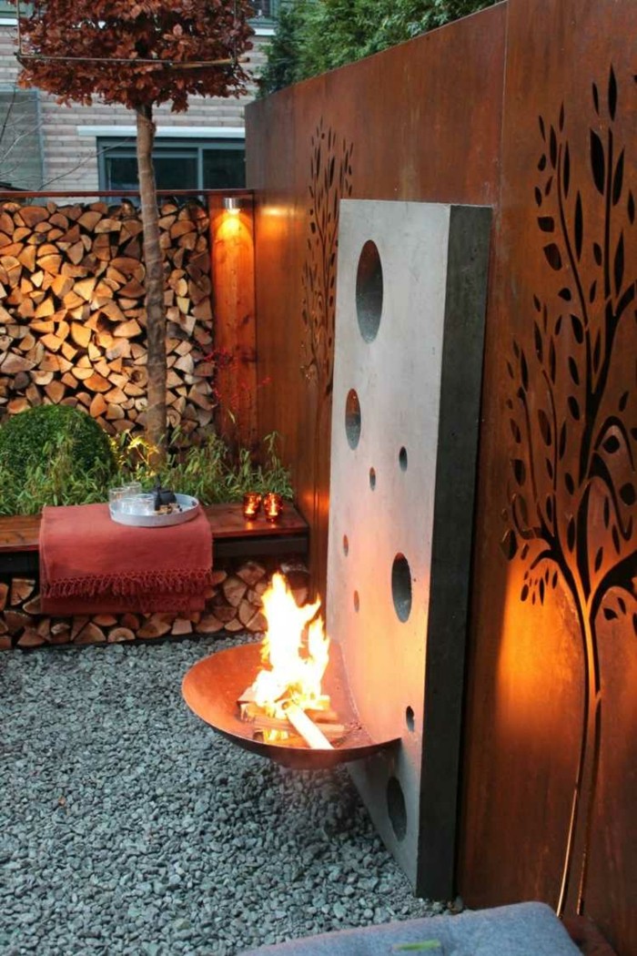 lugares fuego jardin decorado iluminado ideas