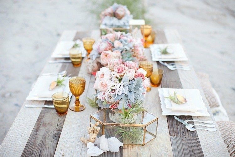 mesa decoracion boda alargado dorados