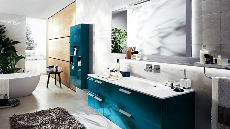 muebles baño color azul turquesa