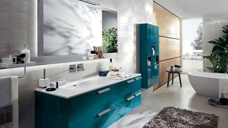 muebles baño color azul turquesa