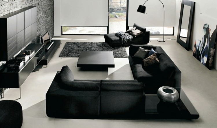 negro estilo casa diseño lamparas grises