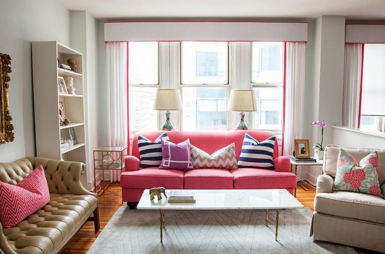 salon acogedor sofa rosa ideas