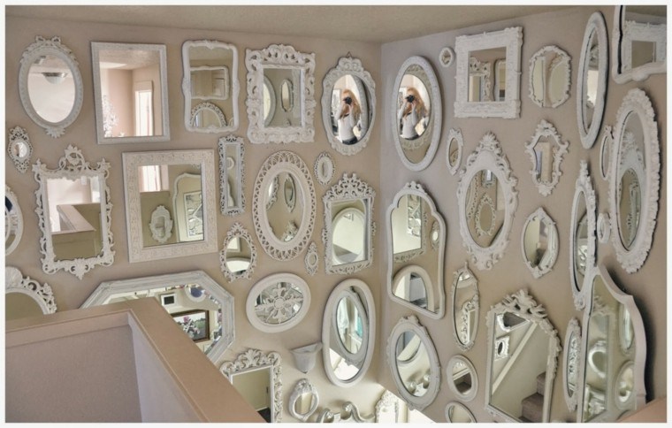 original decoración pared espejos retro