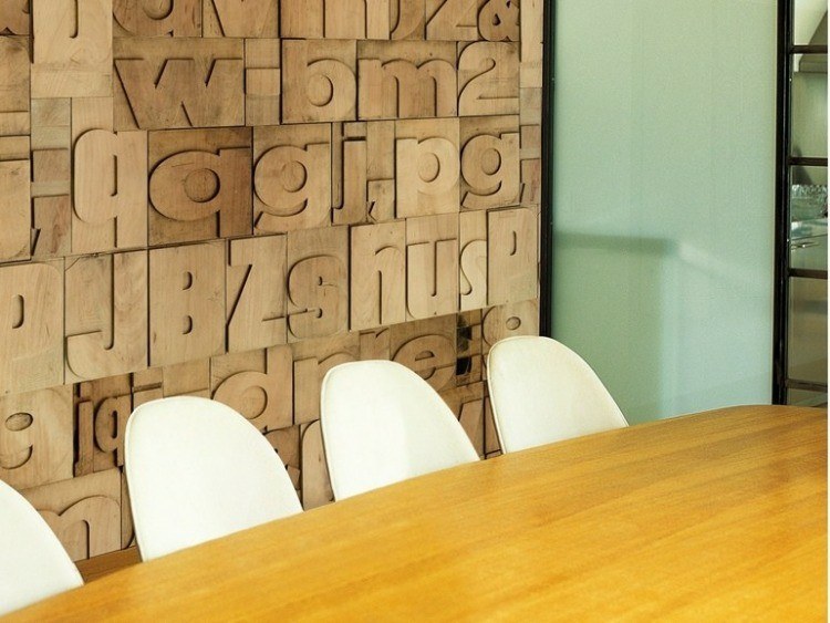 papel de pared diseño letras madera abecedario