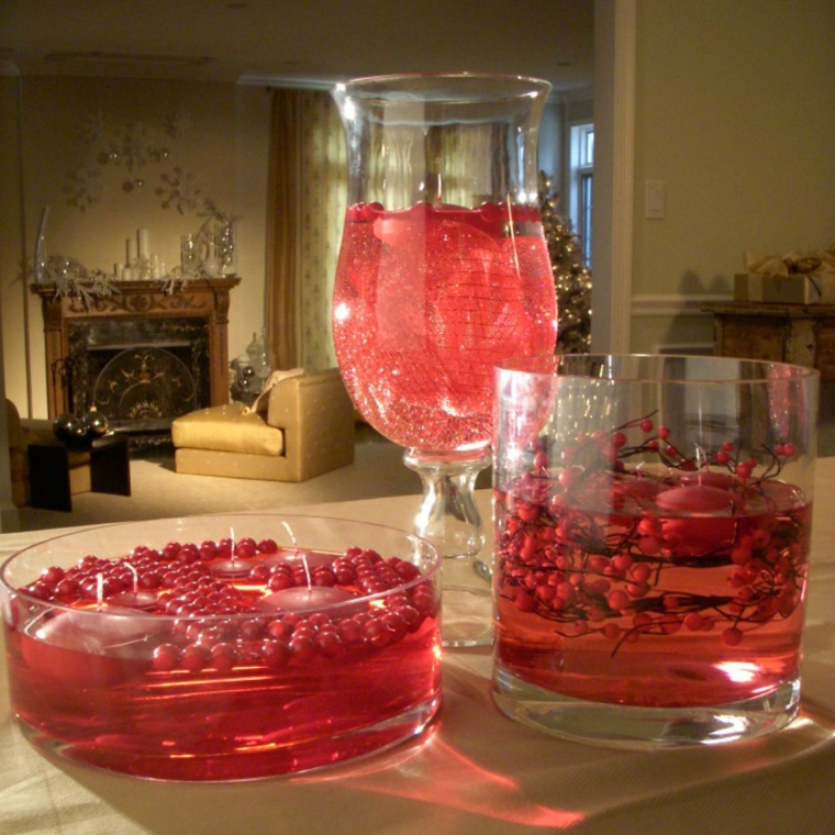 recipientes vidrio velas flotantes rojas