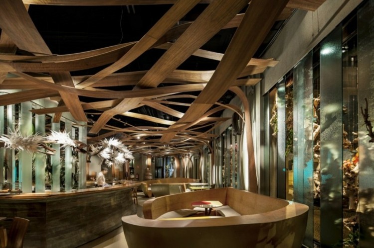 restaurantes techos maderas led ideas
