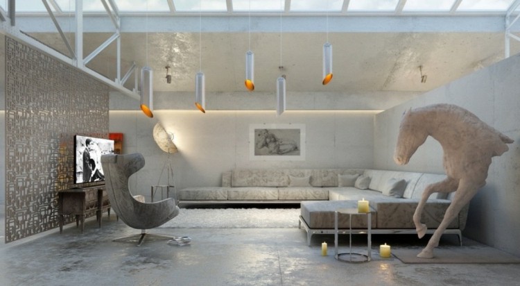 sala de estar de diseño contemporáneo sala estar dormitorio cemento