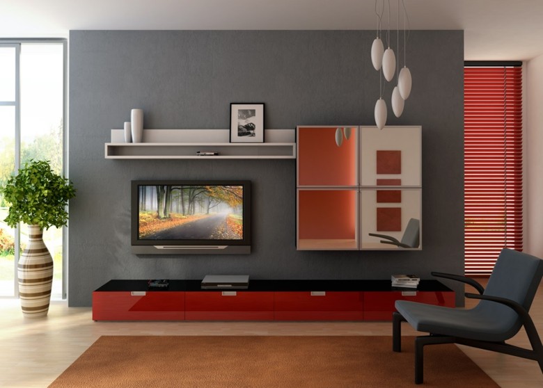 sala estar pared color gris