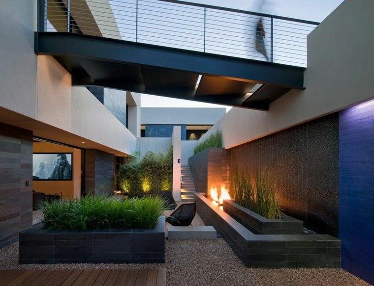 terraza moderna diseño variante techada plantas