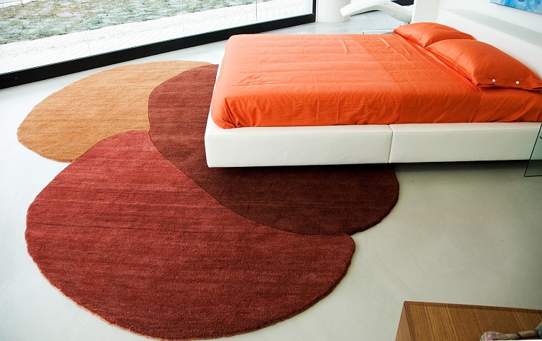 alfombra moderna dormitorio rojo naranja ideas