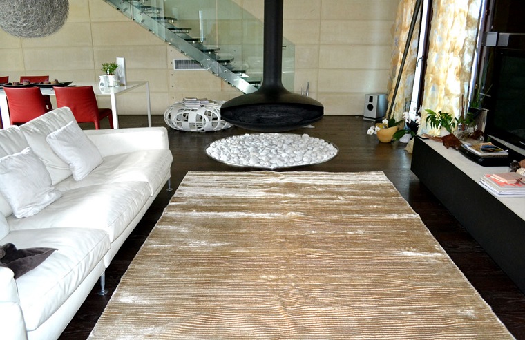 alfombras modernas chimenea moderna salon ideas