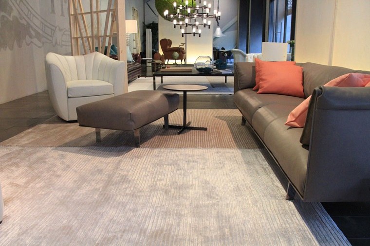 alfombras moderna salon sofa cuero ideas
