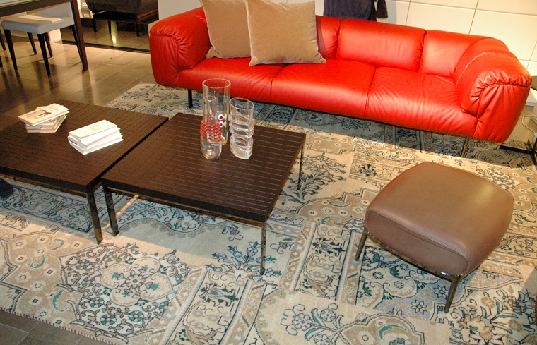 alfombra moderna sofa cuero rojo ideas