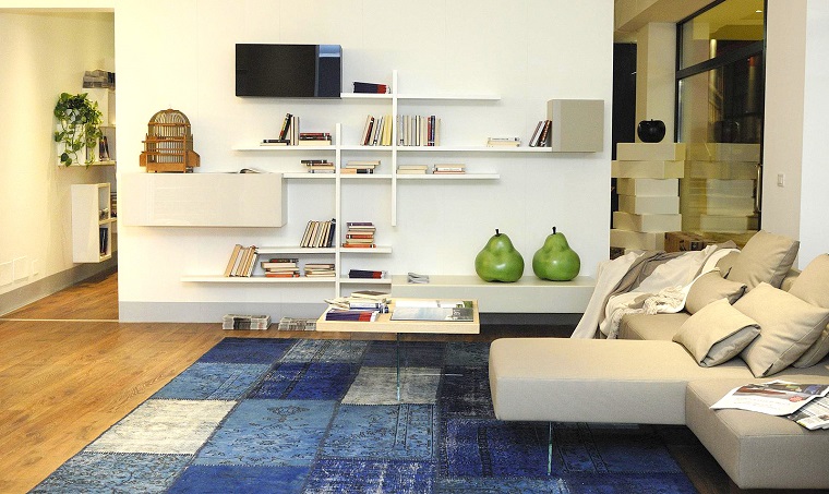 alfombras modernas vintage color azul ideas