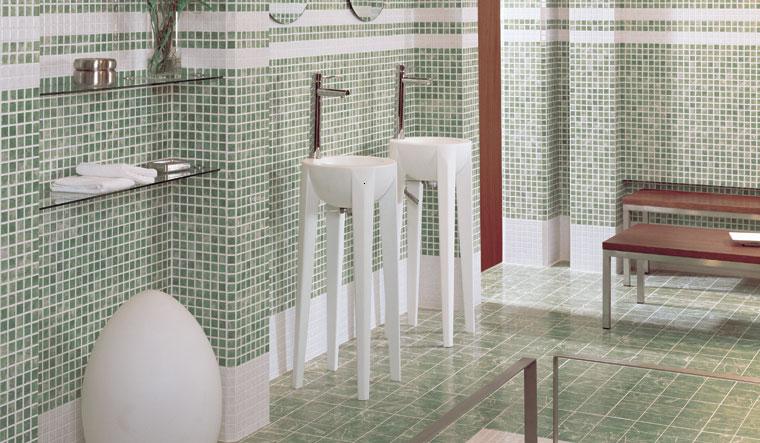 diseño baño gresite verde