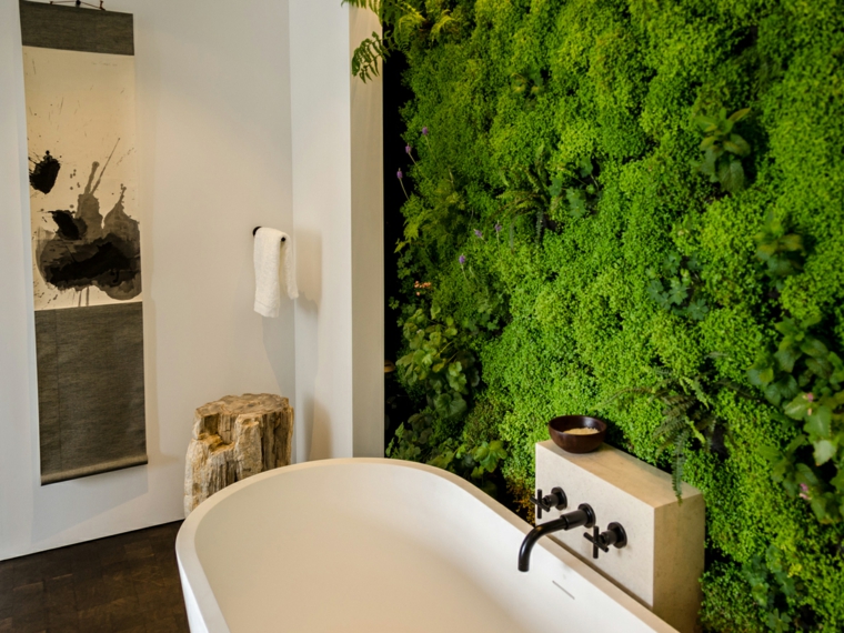 bañera baño moderna jardin vertical