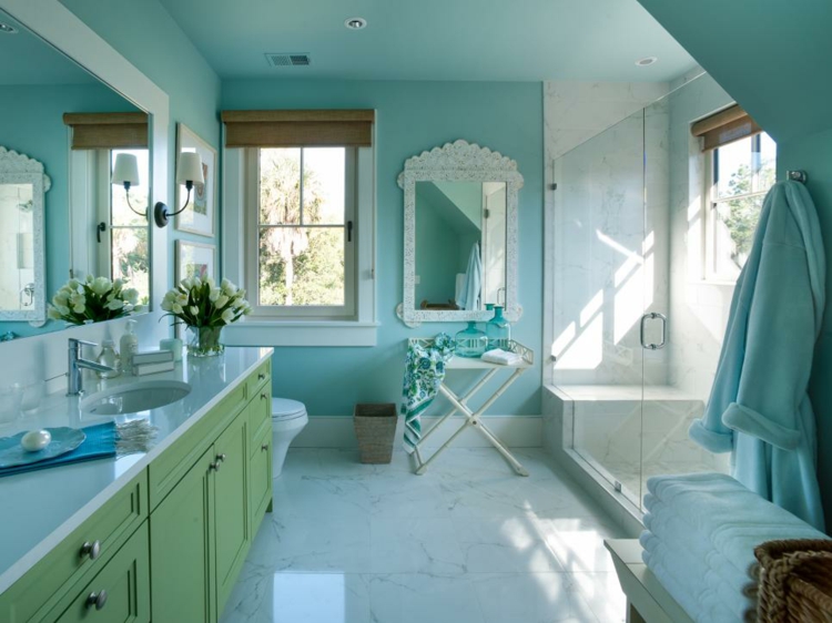baños pintados azules ideas ventanas maderas