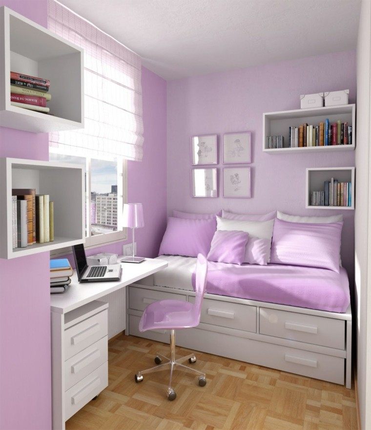 bonito diseño dormitorio color lavanda