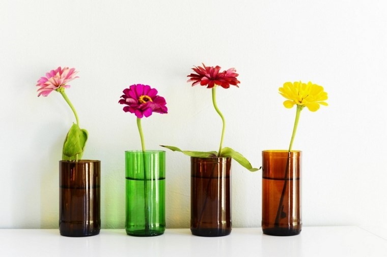 botellas plastico recortadas convertidas jarrones ideas