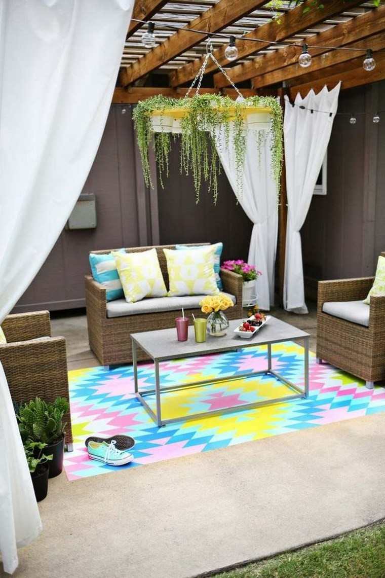 decorar terraza alfombra colores ideas